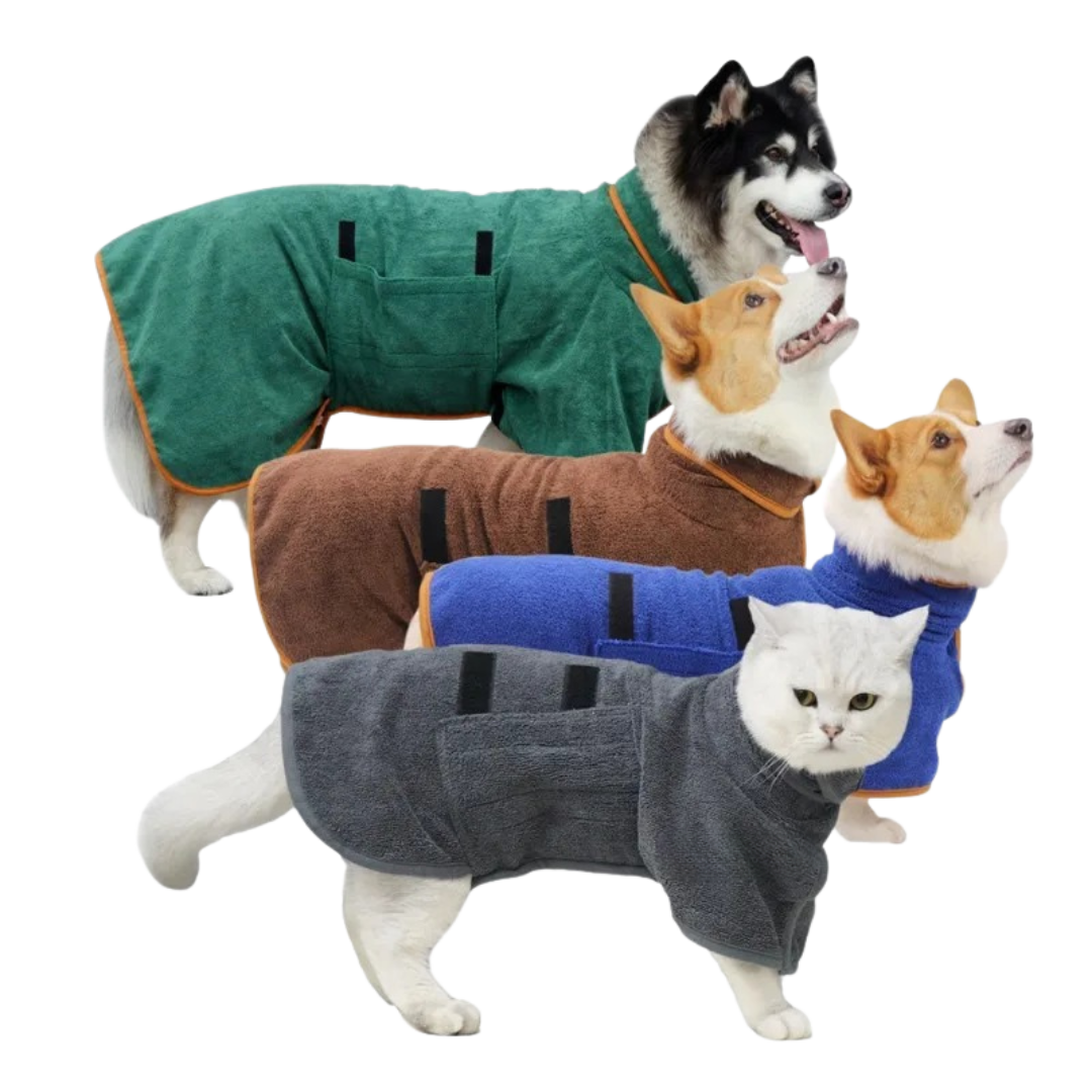 DryPaws – Mikrofaser Hundebademantel mit Klettverschluss
